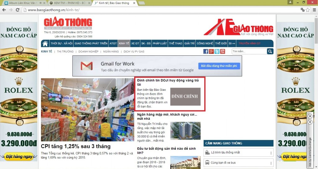 Noi dung Dinh chinh tren Báo Điện tử Giao thong